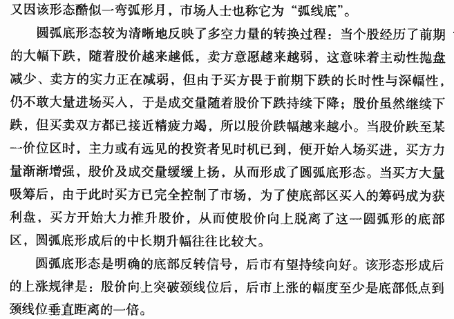 K线底部形态:圆弧底