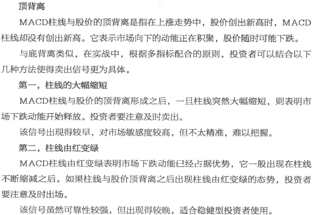 MACD柱线与股价的背离