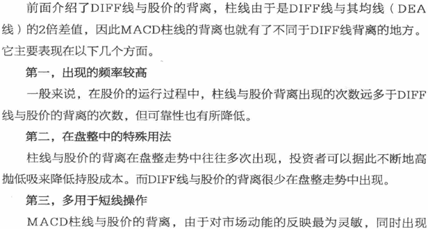 MACD柱线与股价的背离